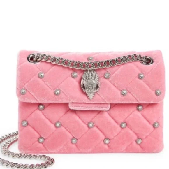 KURT GEIGER LONDON Mini
Kensington Pink Quilted Velvet
Crossbody With Gemstones - Picture 1 of 11